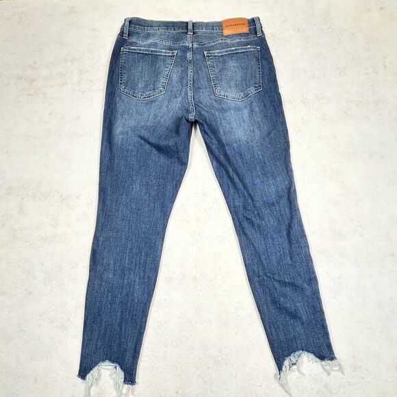 Lucky Brand Bridgette High-Rise Skinny Jeans 14/32 A Raw Hem Whiskered Dark Wash - Picture 12 of 15
